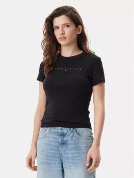 Облегающая футболка Tonal Linear DW0DW20315 Tommy Jeans, черный