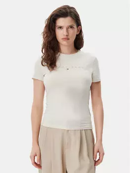 Облегающая футболка Tonal Linear DW0DW20315 Tommy Jeans, бежевый