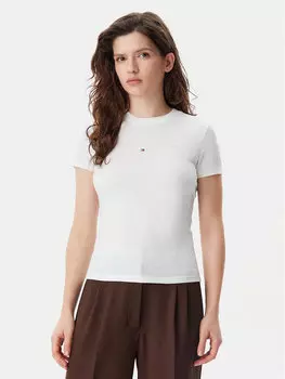 Облегающая футболка Tonal Linear DW0DW20315 Tommy Jeans, экрю