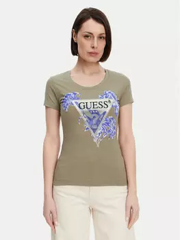 Облегающая футболка W5GI08 J1314 Guess, хаки