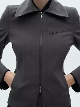 Облегающая куртка на молнии onice Mango, серый