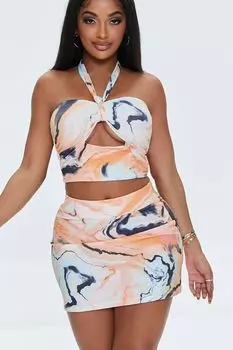 Облегающая мини-юбка Marble Forever 21, оранжевый