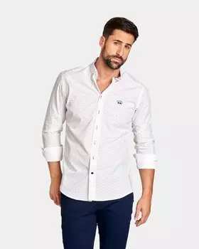 Облегающая мужская рубашка из поплина с фантазийным принтом Spagnolo, мультиколор