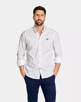 Облегающая мужская рубашка из поплина с фантазийным принтом Spagnolo, мультиколор