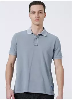 Облегающая однотонная светло-серая мужская футболка с круглым вырезом Gmg Frenze