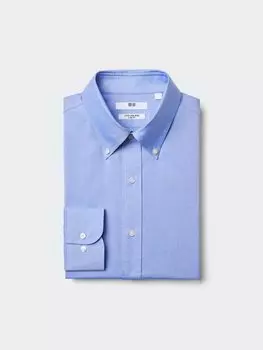 Облегающая рубашка на пуговицах Uniqlo, цвет 64 синий