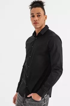 Облегающая рубашка с классическим воротником Armani Exchange, черный