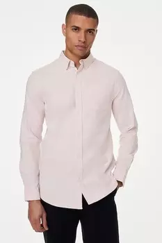 Облегающая рубашка с нагрудным карманом Marks & Spencer, бледно-розовый