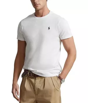 Облегающая трикотажная футболка Polo Ralph Lauren с короткими рукавами и круглым вырезом, белый