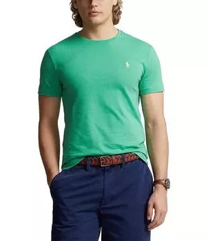 Облегающая трикотажная футболка Polo Ralph Lauren с короткими рукавами и круглым вырезом, зеленый