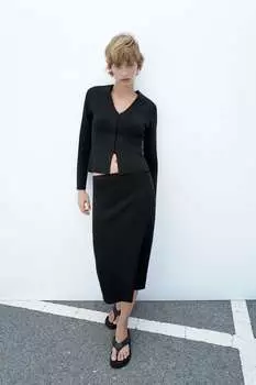 Облегающая трикотажная куртка Zara, черный