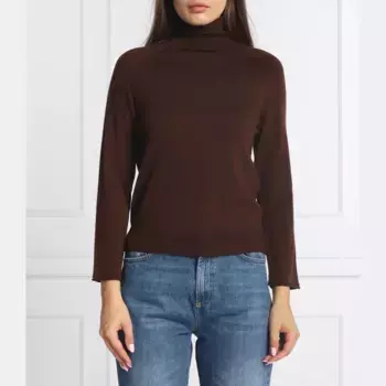 Облегающая водолазка из шерсти розового цвета Marella, коричневый