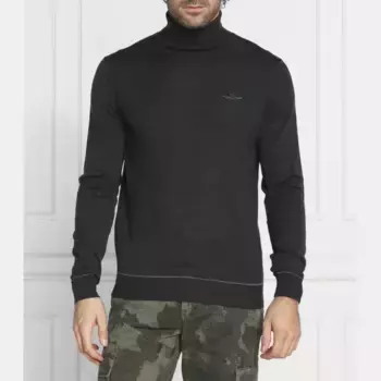 Облегающая водолазка с добавлением шерсти Aeronautica Militare, черный