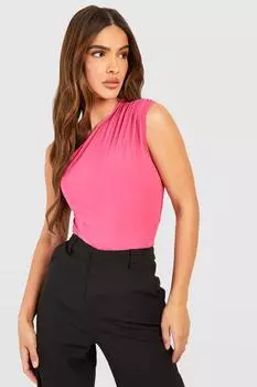 Облегающее асимметричное боди Boohoo, розовый