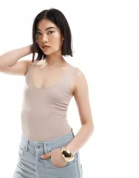 Облегающее боди из норки с овальным вырезом Bershka