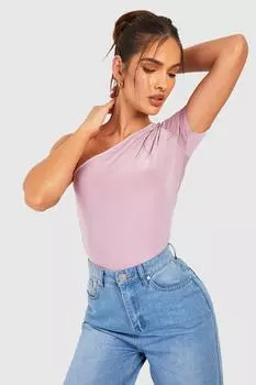 Облегающее боди на одно плечо Boohoo, сиреневый