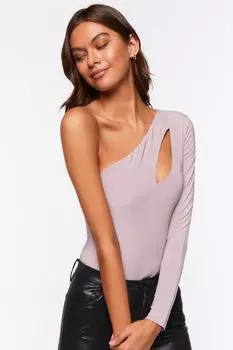 Облегающее боди на одно плечо с вырезом Forever 21, серебряный