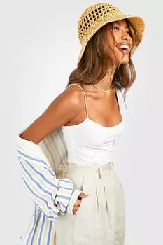 Облегающее боди на спагетти-ременках Boohoo, белый