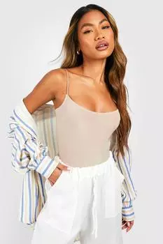 Облегающее боди на спагетти-ременках Boohoo, серый