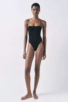 Облегающее боди с прострочкой ZARA, черный