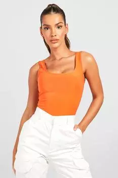 Облегающее боди с широкими брязками Boohoo, оранжевый