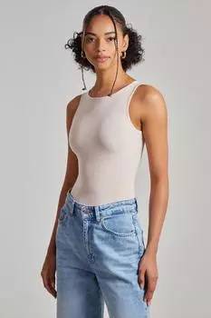 Облегающее боди с высоким воротником Pink Vanilla, бежевый