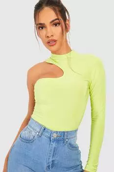 Облегающее боди с высоким вырезом Boohoo, лаймовый