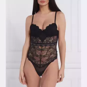 Облегающее кружевное боди Guess, черный