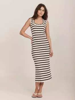 Облегающее миди-платье в полоску Mint Velvet, цвет Natural/Multi