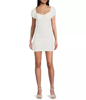 Облегающее мини-платье Allison & Kelly Pearl с короткими рукавами, белый