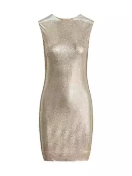 Облегающее мини-платье Donelle из джерси металлик Ralph Lauren Collection, цвет champagne
