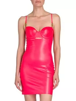 Облегающее мини-платье из латекса Versace, цвет Bright Magenta
