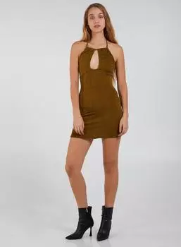 Облегающее мини-платье с бретелькой на шее Pink Vanilla, зеленый