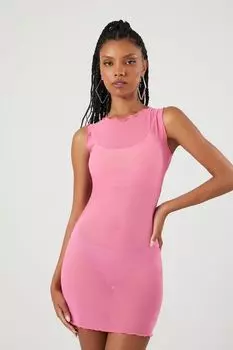 Облегающее мини-платье с салатовыми краями Forever 21, розовый