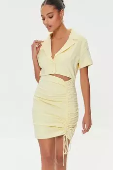 Облегающее мини-платье с вырезами Forever 21, желтый
