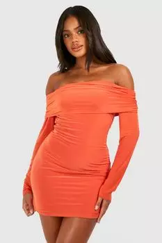 Облегающее мини-платье с вырезом на спине Bardot boohoo, оранжевый