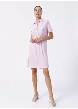 Облегающее однотонное розовое женское платье с воротником-поло ELSAR Pierre Cardin, розовый