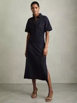 Облегающее платье астрид из джерси с воротником-стойкой Reiss, темно-синий