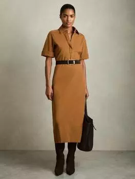 Облегающее платье астрид из джерси с воротником-стойкой Reiss, цвет Mustard