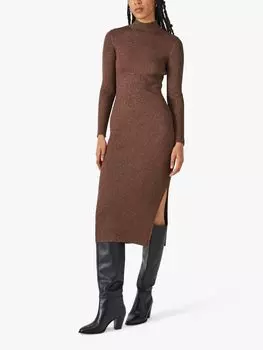 Облегающее платье-джемпер с металлизированной нитью John Lewis ANYDAY, медь