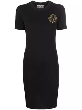 Облегающее платье-футболка с логотипом Versace Jeans Couture, черный