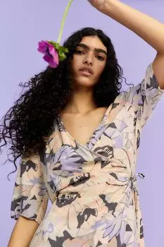 Облегающее платье H&amp;M, серый/цветы