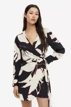 Облегающее платье H&M, черный/листья