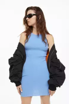 Облегающее платье из эластичного трикотажа H&M, синий