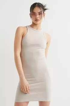 Облегающее платье из хлопка H&amp;M, светло-серый бежевый