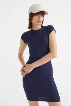 Облегающее платье из хлопка H&amp;M, темно-синий