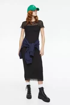 Облегающее платье из сетчатой ткани со сборками H&M