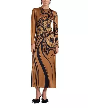 Облегающее платье-кокон в крупный цветочный принт Placee Brown La DoubleJ, коричневый