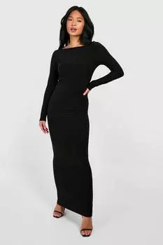 Облегающее платье макси с вырезом «лодочка» Petite boohoo, черный