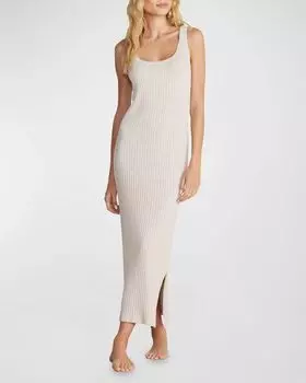 Облегающее платье макси в рубчик CozyChic Ultra Lite Barefoot Dreams, цвет Bisque